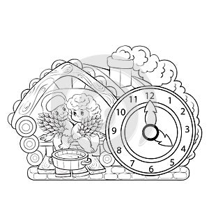 Illustration of an old clock face with perspective angle, eps8 vector