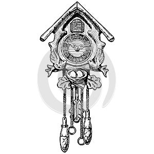 Illustration of old Cuckoo clock