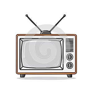 Illustration of an old-fashioned television with antenna isolated on white background