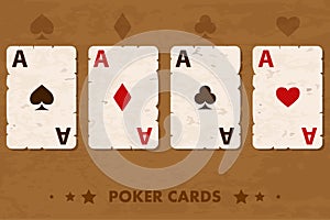 Illustration old four Poker Playing Cards