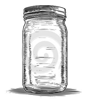 Woodcut Mason Jar photo