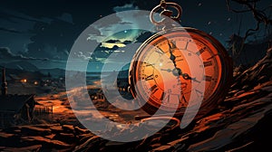 illustration, old hand pocket watch, time running out, Lost time, --ar 16:9 --stylize 750 --v 5.2, AI generate