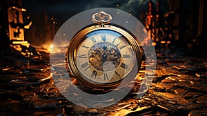 illustration, old hand pocket watch, time running out, Lost time, --ar 16:9 --stylize 750 --v 5.2, AI generate