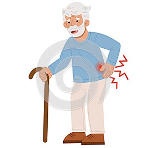 Illustration of an old man with back pain