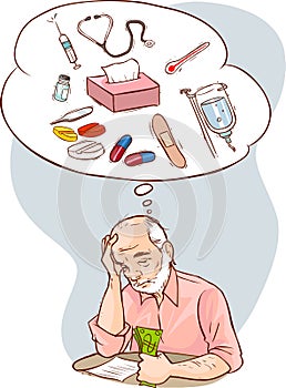 Illustration of the old man and health spending