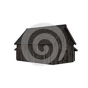 Illustration of an old peasant barn for collages or clip art, isolated on white background.