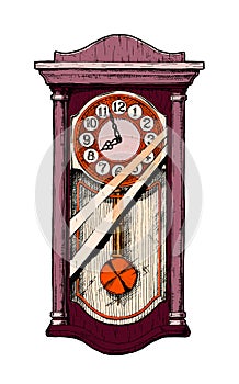 Illustration of old pendulum clock