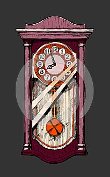 Illustration of old pendulum clock