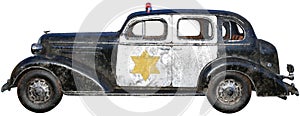 Old Retro Vintage Police Car Isolated