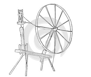 Illustration of old spinning wheel