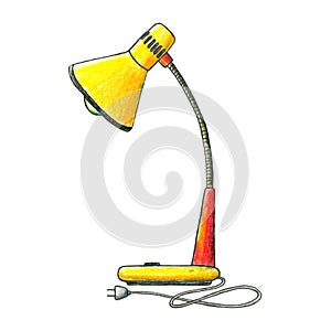 The illustration of old table lamp.