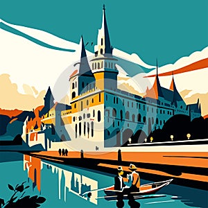 Illustration of the old town of Schaffhausen in Switzerland AI generated