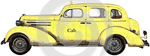 Old Vintage Retro Taxi Cab Isolated