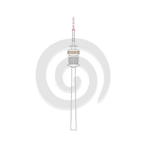 Illustration of the Olympiaturm in Munich isolated on a white background
