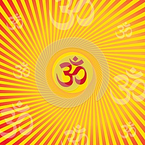 An illustration of om aum, a holy Buddhist sign for enlightenment.