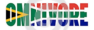 Illustration of Omnivore logo with South African flag overlaid on text