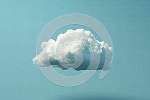 Illustration of one white cloud floating in the sky against a solid blue background in a simple minimalistic style reminiscent of