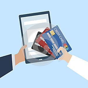 Illustration of online payment with credit card