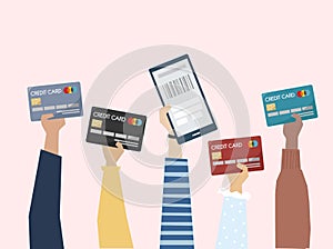 Illustration of online payment with credit card