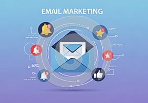 Illustration of an open blue envelope with a white letter inside,