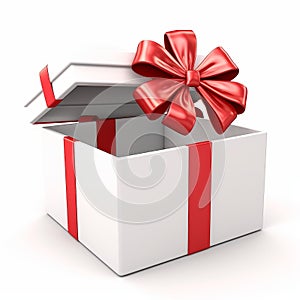Illustration of an open gift box on a white background, Ai Generated