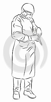 Illustration of an operating surgeon, vector draw