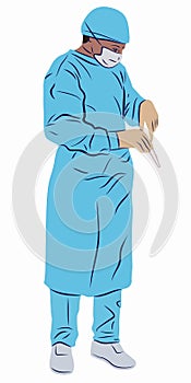 Illustration of an operating surgeon, vector draw