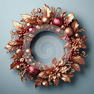 illustration of opulent and ornate christmas wreath