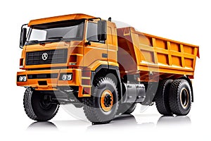 Illustration of an Orange Dump Truck Isolated on White Background, Generative AI
