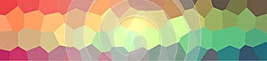 Illustration of orange, green, yellow and blue big hexagon banner background.