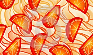 Illustration of orange on whipped cream background