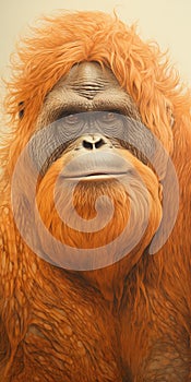 Illustration of an Orangutan. Anthropoid. Generative AI