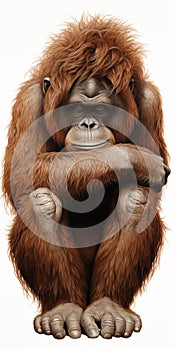 Illustration of an Orangutan. Anthropoid. Generative AI