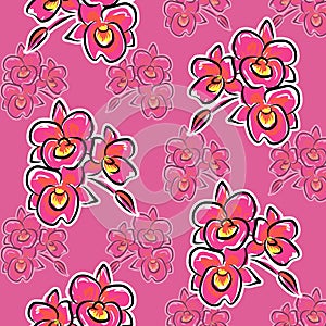 Illustration orchid flower pattern