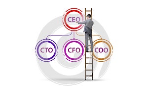 Illustration of organisation chart with various executives