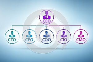 Illustration of organisation chart with various executives