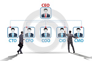 Illustration of organisation chart with various executives