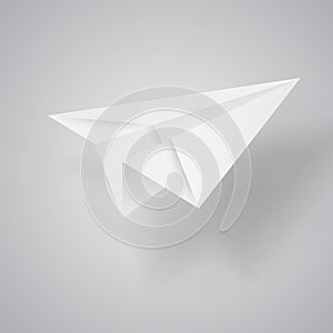 Illustration of origami paper airplane on white background
