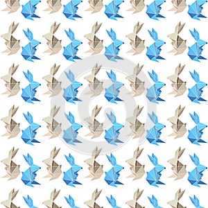 Illustration with origami rabbit symbol isolated on white background