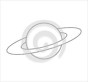Illustration of outline Saturn planet icon isolated on a white background