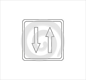 Illustration of the outline of two arrows road sign isolated on a white background