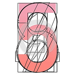 illustration with overlapping number shapes and outlines