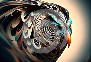 The owl, digital illustration painting artwork, 3d rendering photo