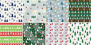 Illustration pack of the colorful Christmas backgrounds and overlays with Christmas tree ornaments