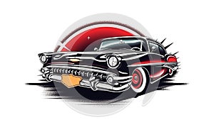 Illustration of a painted sketch of a classic car