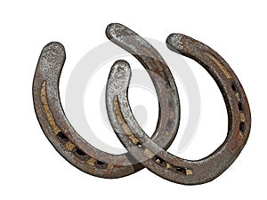 Illustration of a pair of rusty horseshoes photo