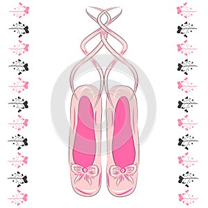 Illustration of a pair of well-worn ballet pointes shoes