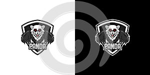 Illustration panda shield logo vector design