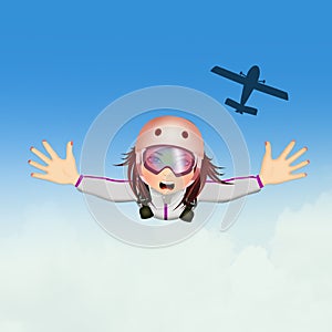 Illustration of parachuting girl