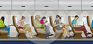 Illustration of passenger seat in the airplane